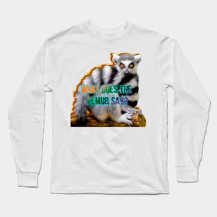 lemur art colorful nature popart wildlife Long Sleeve T-Shirt